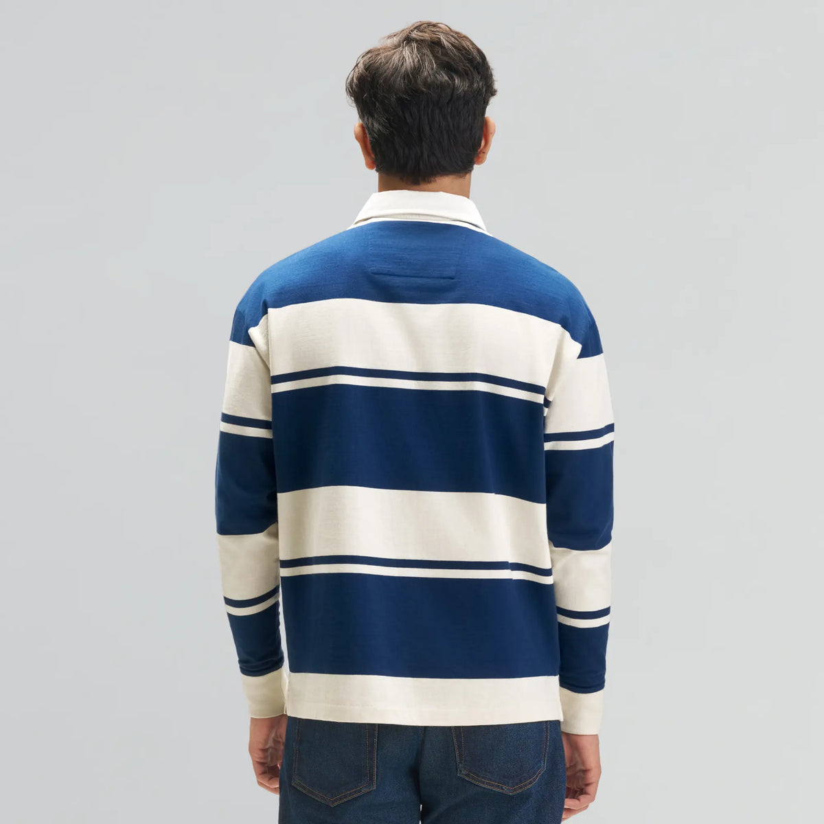 Rugby Polo T-shirt - Canvas White & Blue Nights
