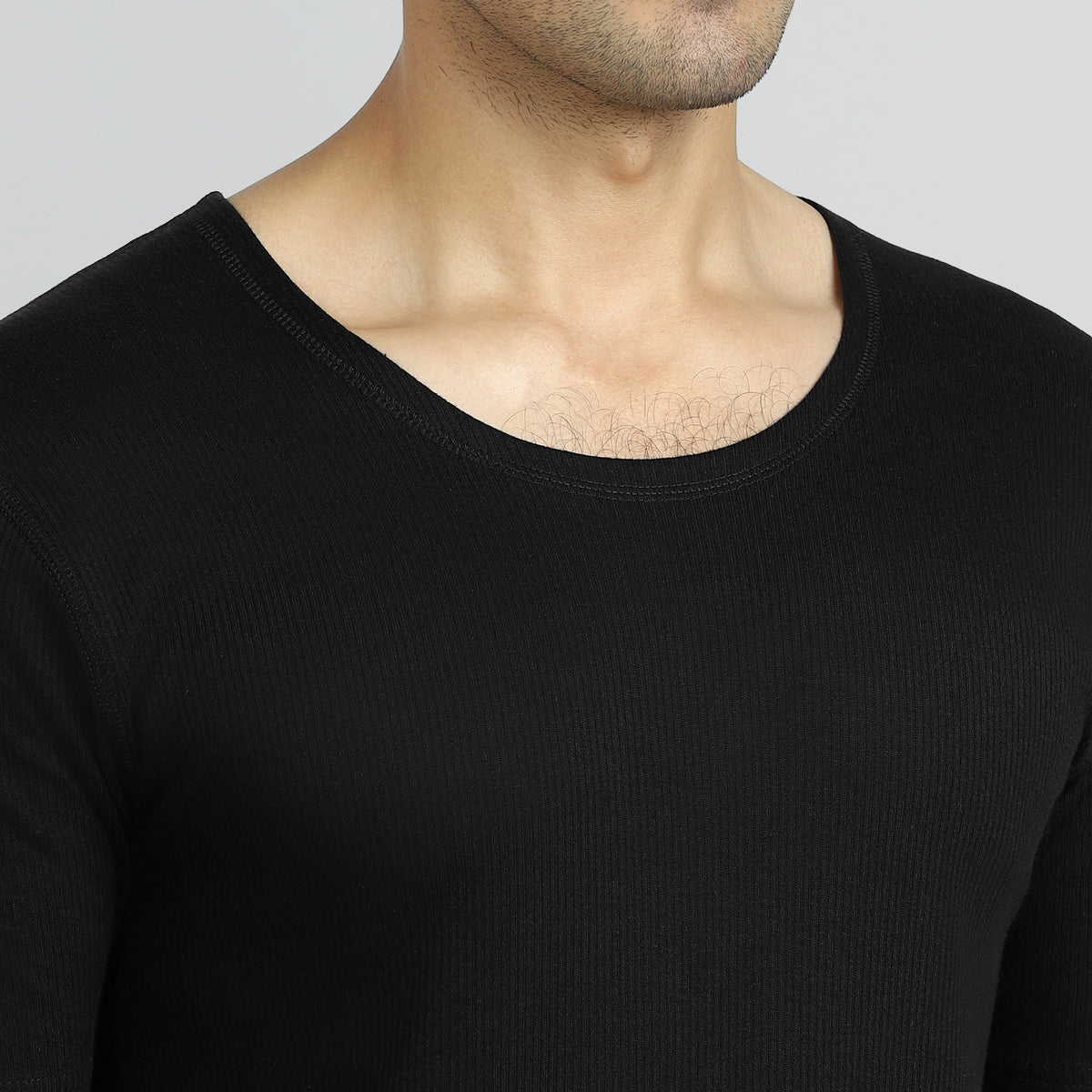 Cotton Rich Thermal Short Sleeve Vest Pitch Black