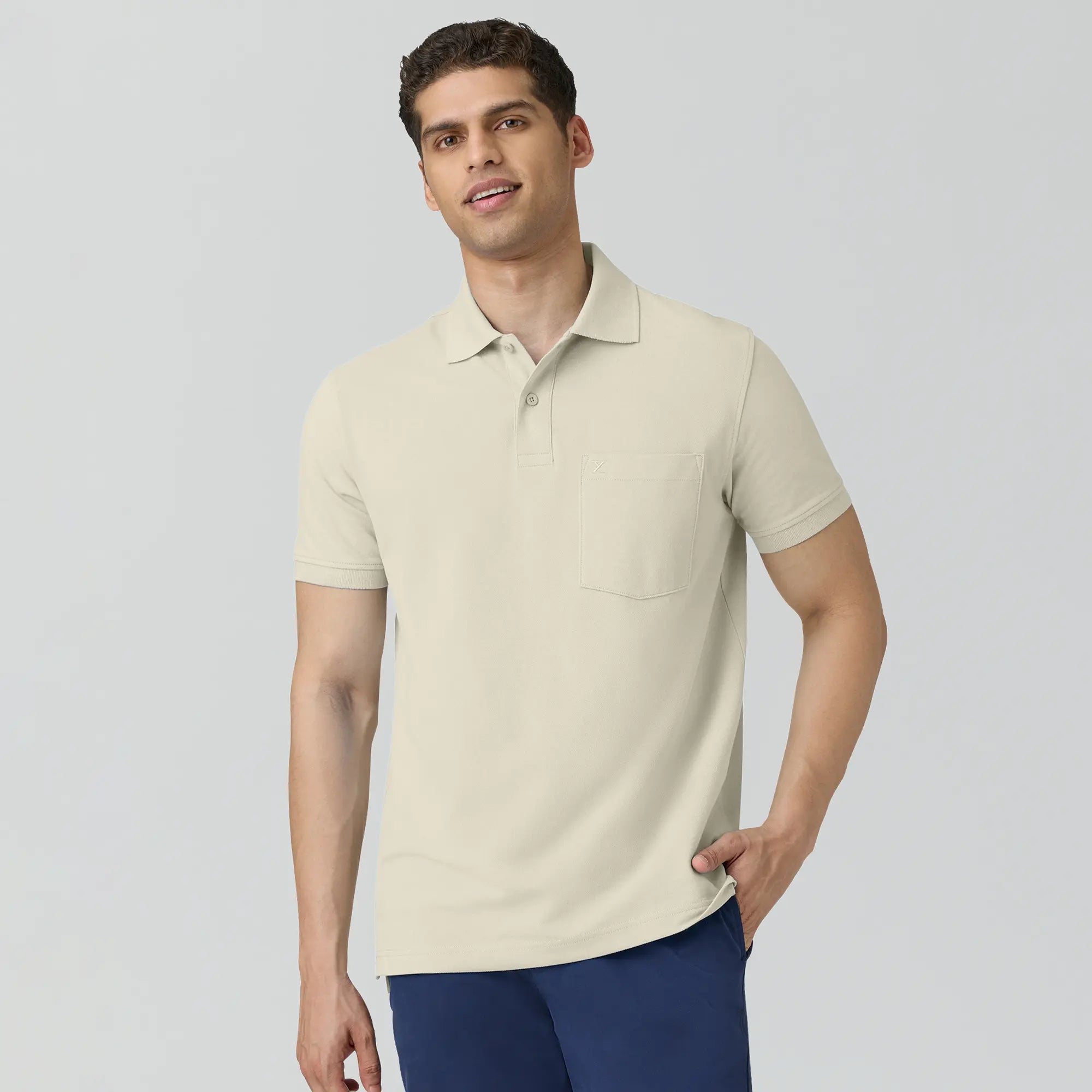 Code Polo T-shirts Almond White – XYXX Apparels Code Polo T-shirts Almond White – XYXX Apparels