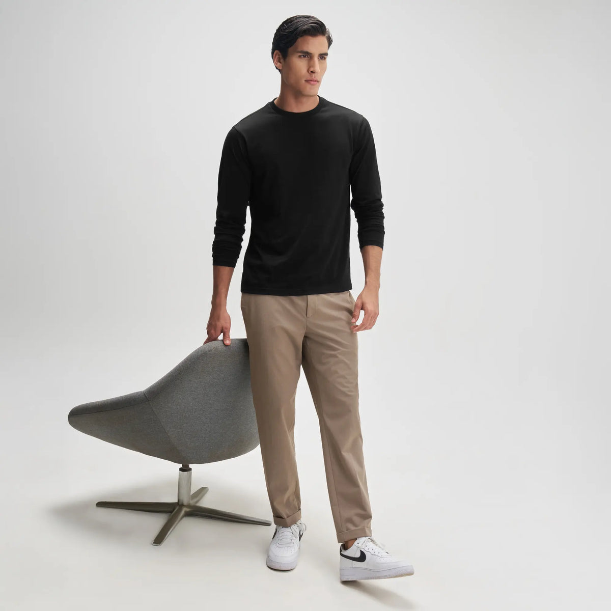 Full Sleeve Crew Neck T-Shirt - Pitch Black