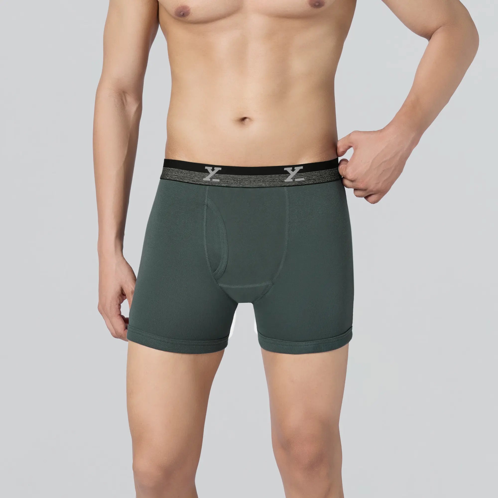 Nova Cotton Boxer Briefs (Outer Elastic) Anchor Grey
