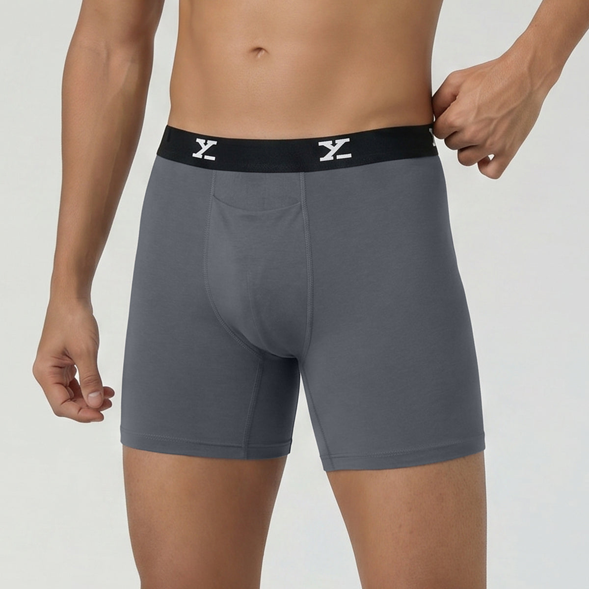 Super Combed Cotton-Modal Boxer Briefs - Charcoal Grey