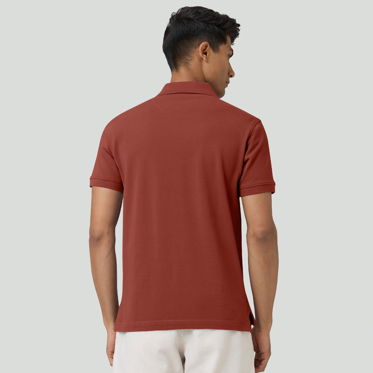 Combed Cotton Polo T-shirt - Brick Red