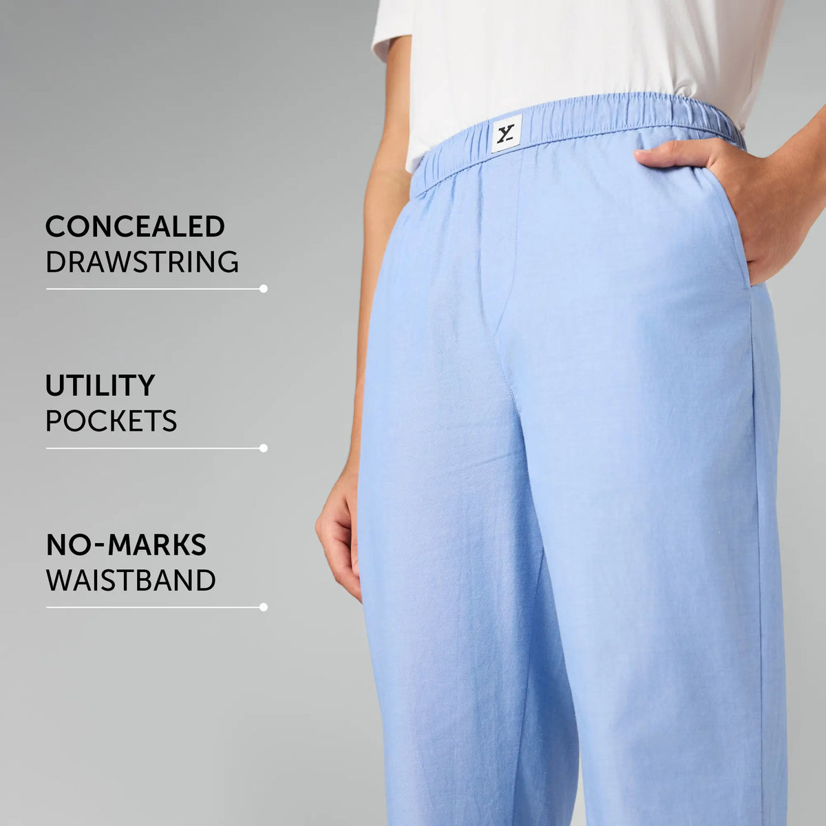 Ultra-Breathable Cotton Chambray Pyjamas - Powder Blue