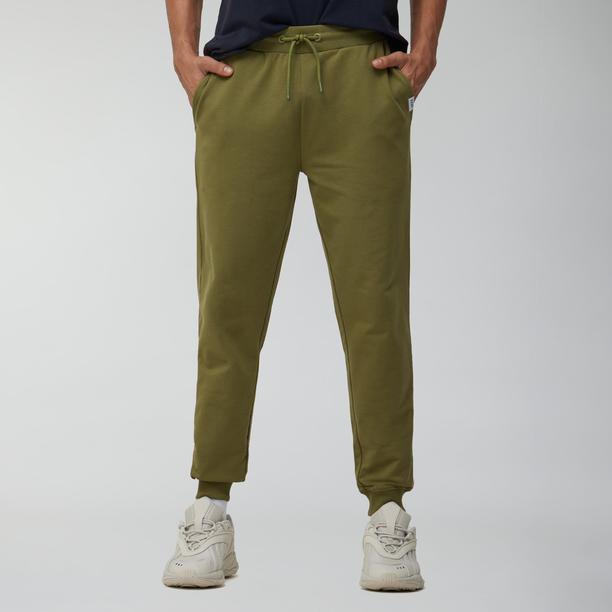 Ascent French Terry Cotton Blend Joggers Olive Green