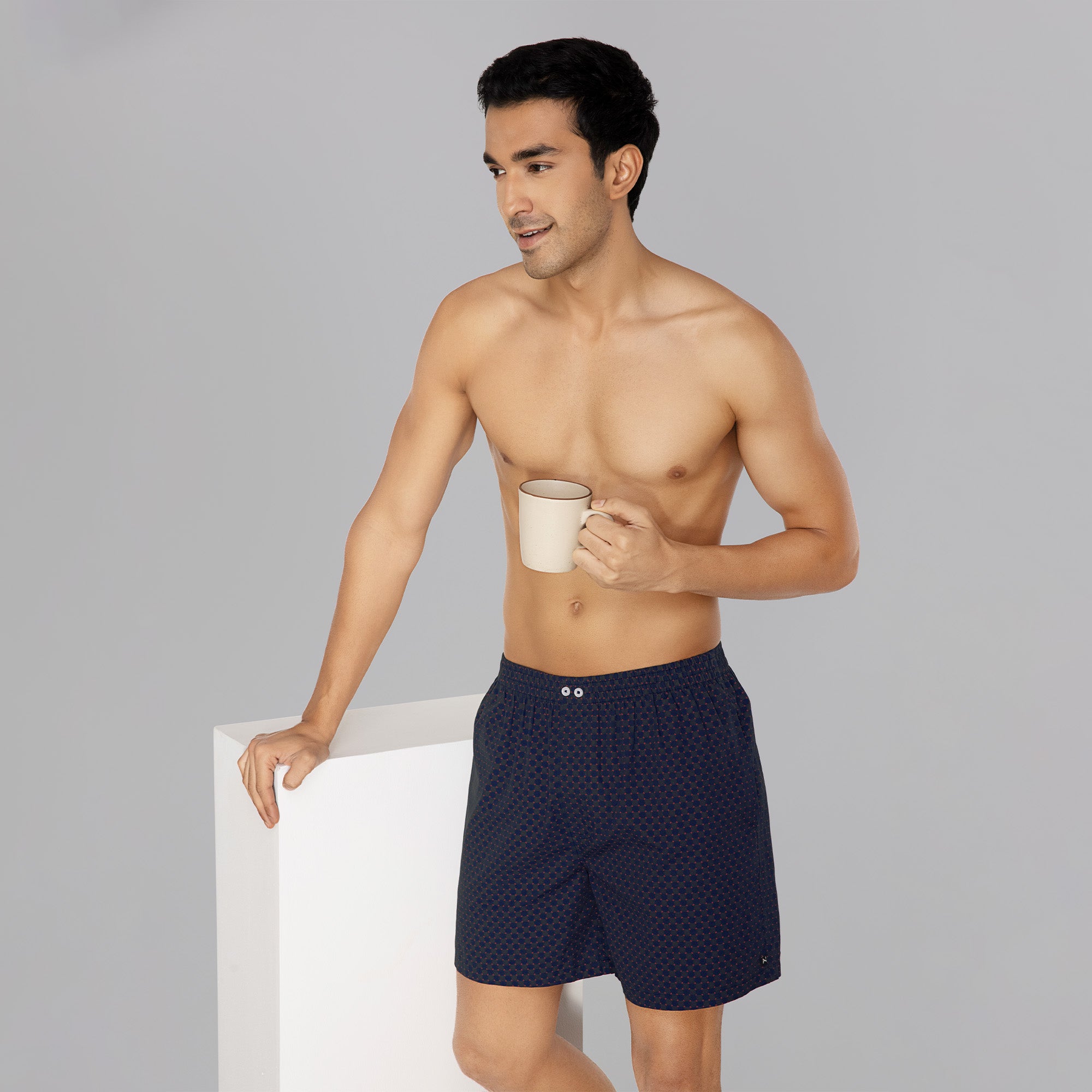 Astor Combed Cotton Boxer Shorts For Men Blue Circle - XYXX Mens Apparels