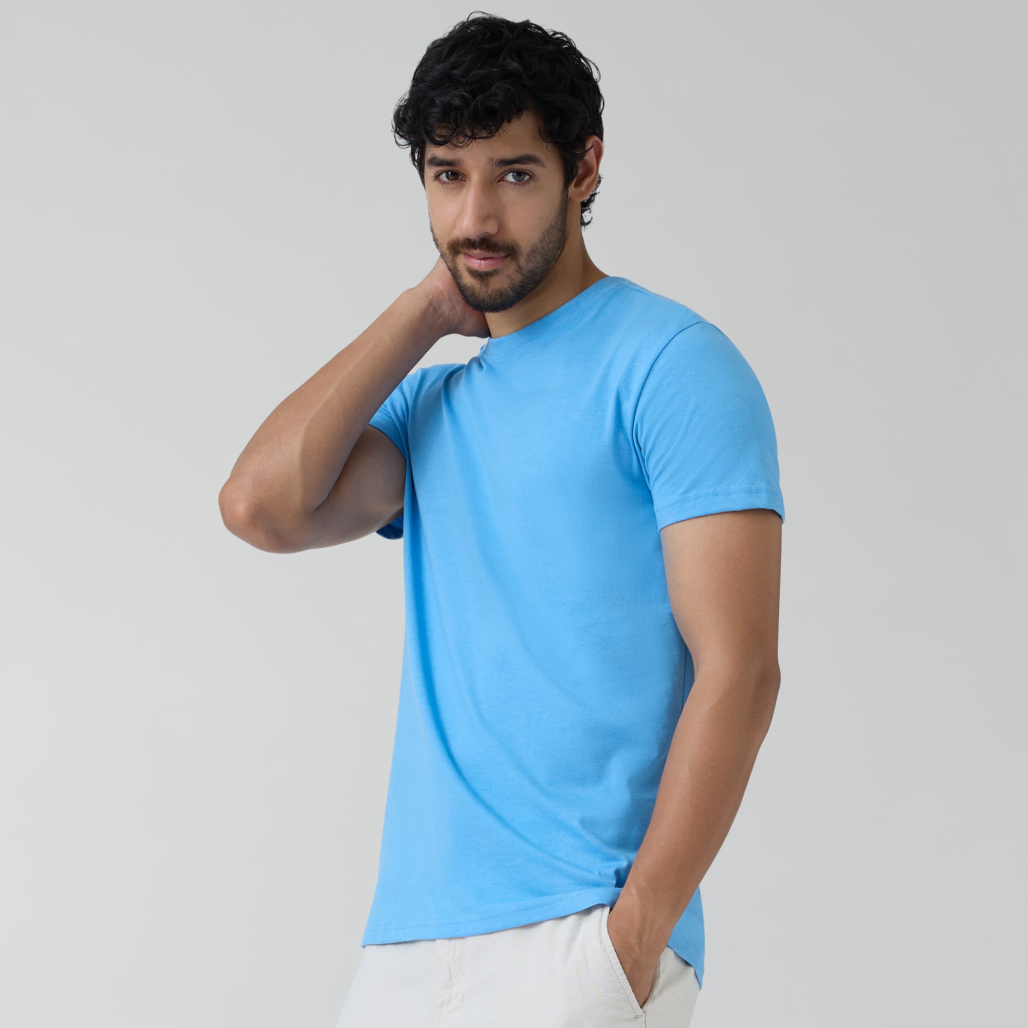 Men Gym Sports T Shirt Polyester - Mottled Blue