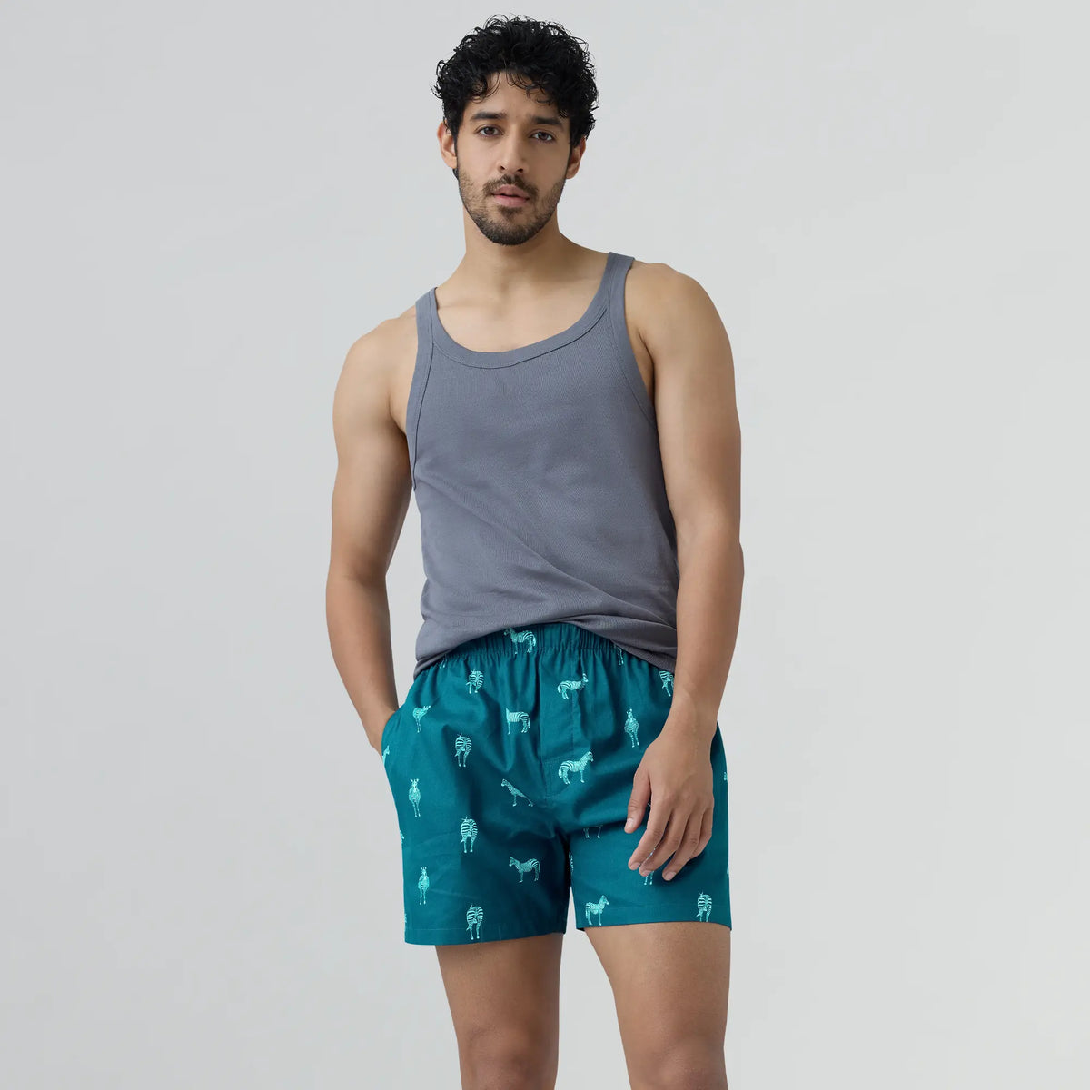 Remix Cotton Inner Boxer Zebra Blue