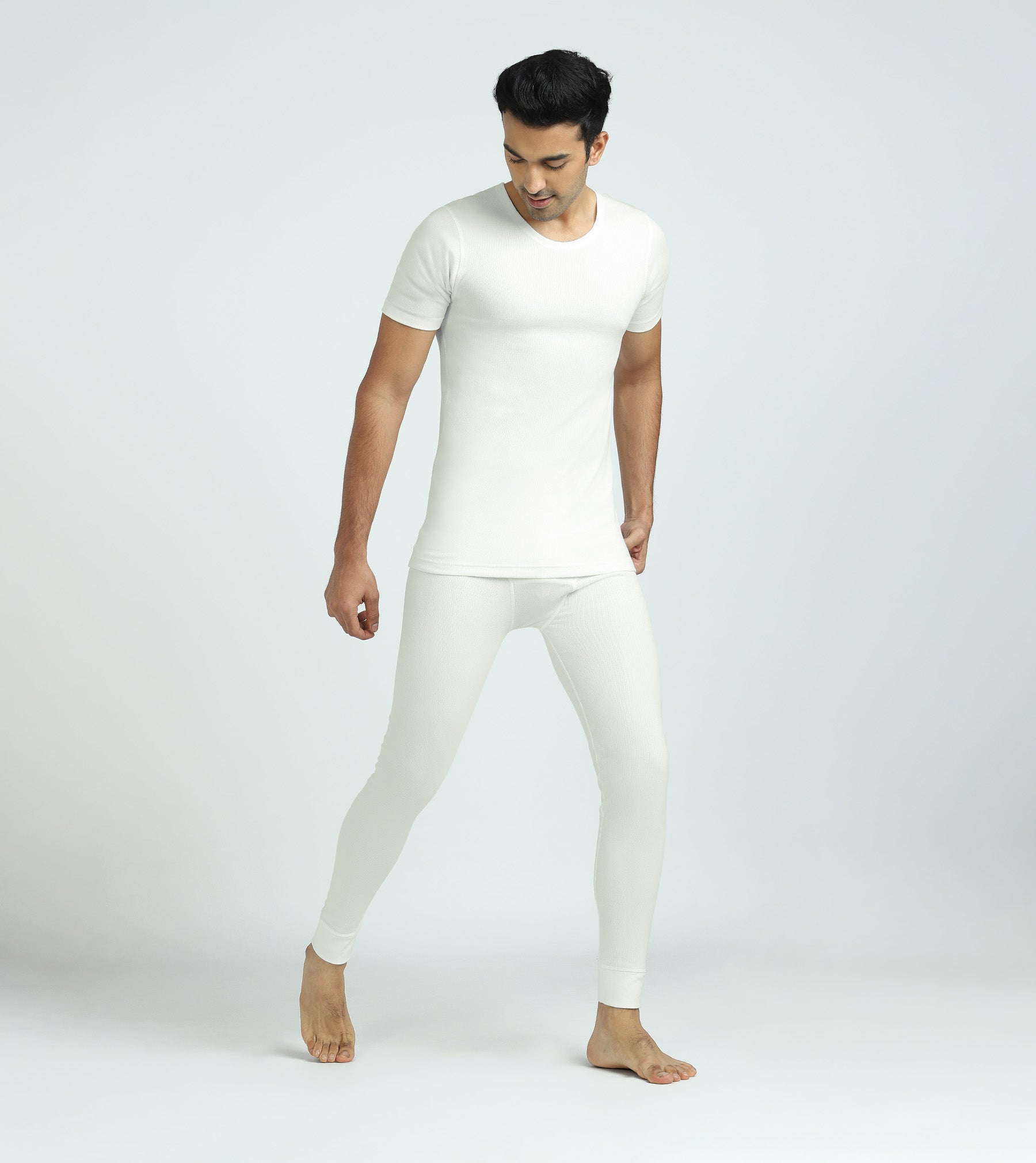 Cotton Rich Short Sleeve Thermal Set Ivory white – XYXX Apparels