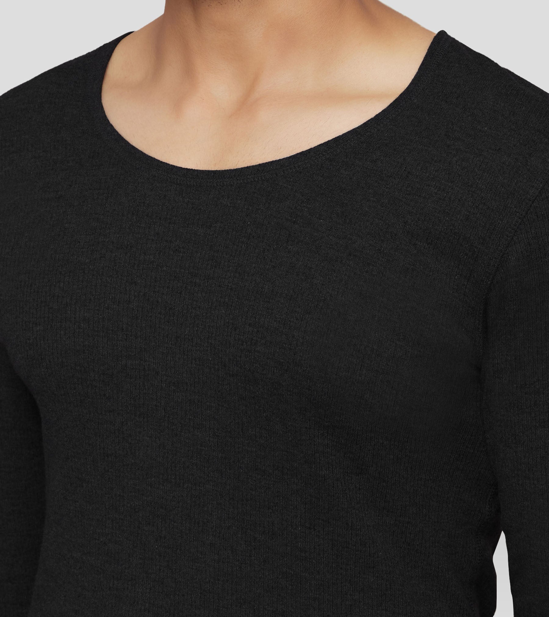 Alpine Cotton Rich Long Sleeve Thermal Set For Men Pitch Black - XYXX Mens Apparels