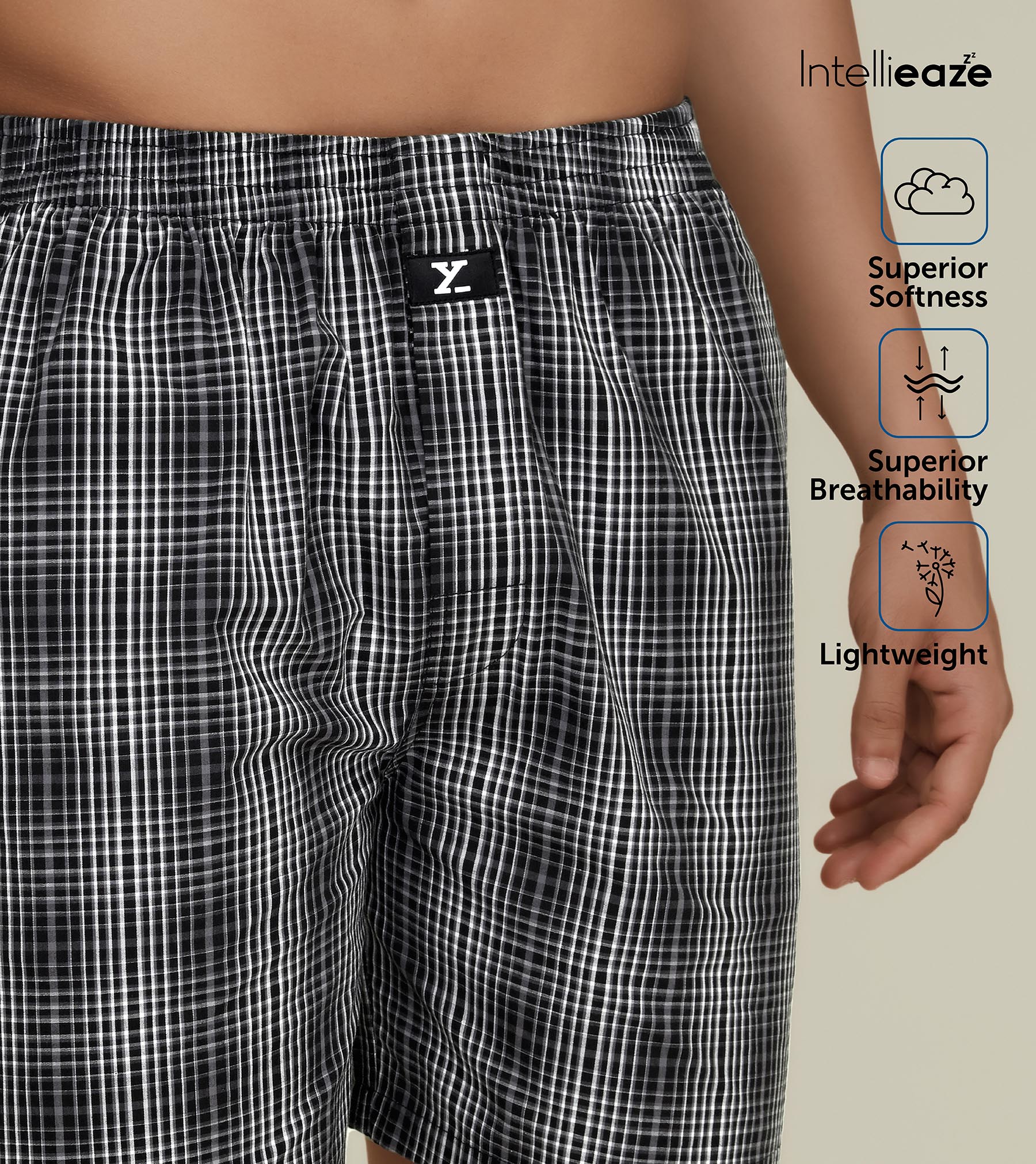 Checkmate Combed Cotton Boxer Shorts For Men Smoke Grey - XYXX Mens Apparels