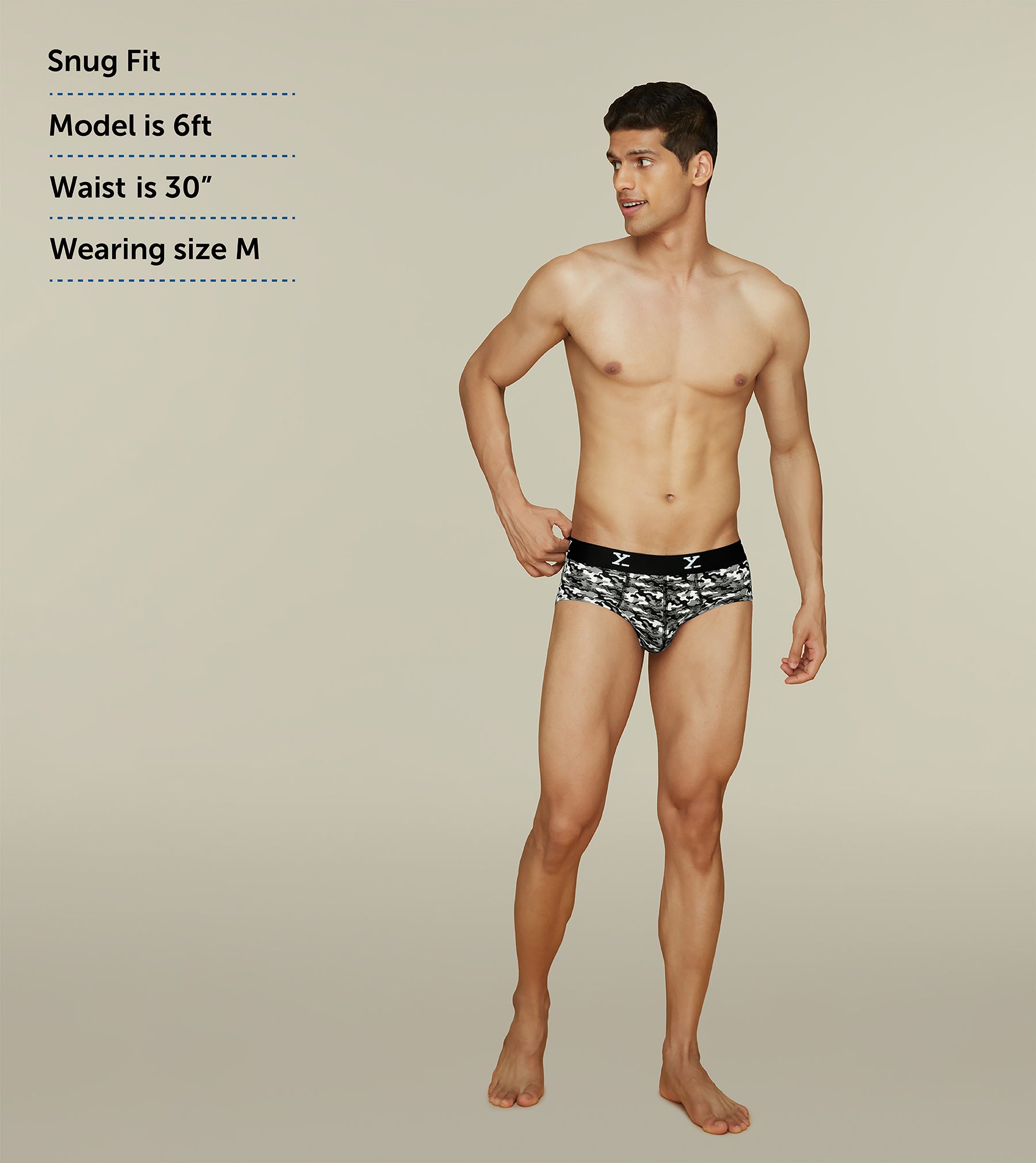 Shuffle Modal Briefs For Men Camouflage Grey -  XYXX Mens Apparels