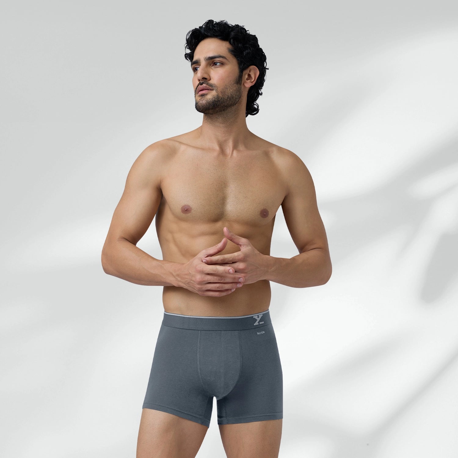 Traq Silver Cotton Trunks Stone Grey