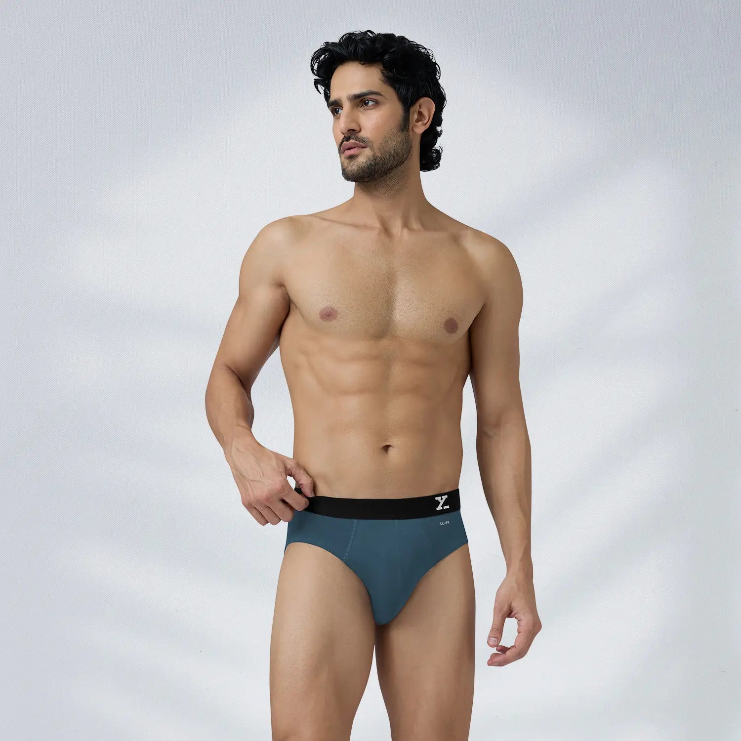 Aero Silver Cotton Briefs Steel Blue