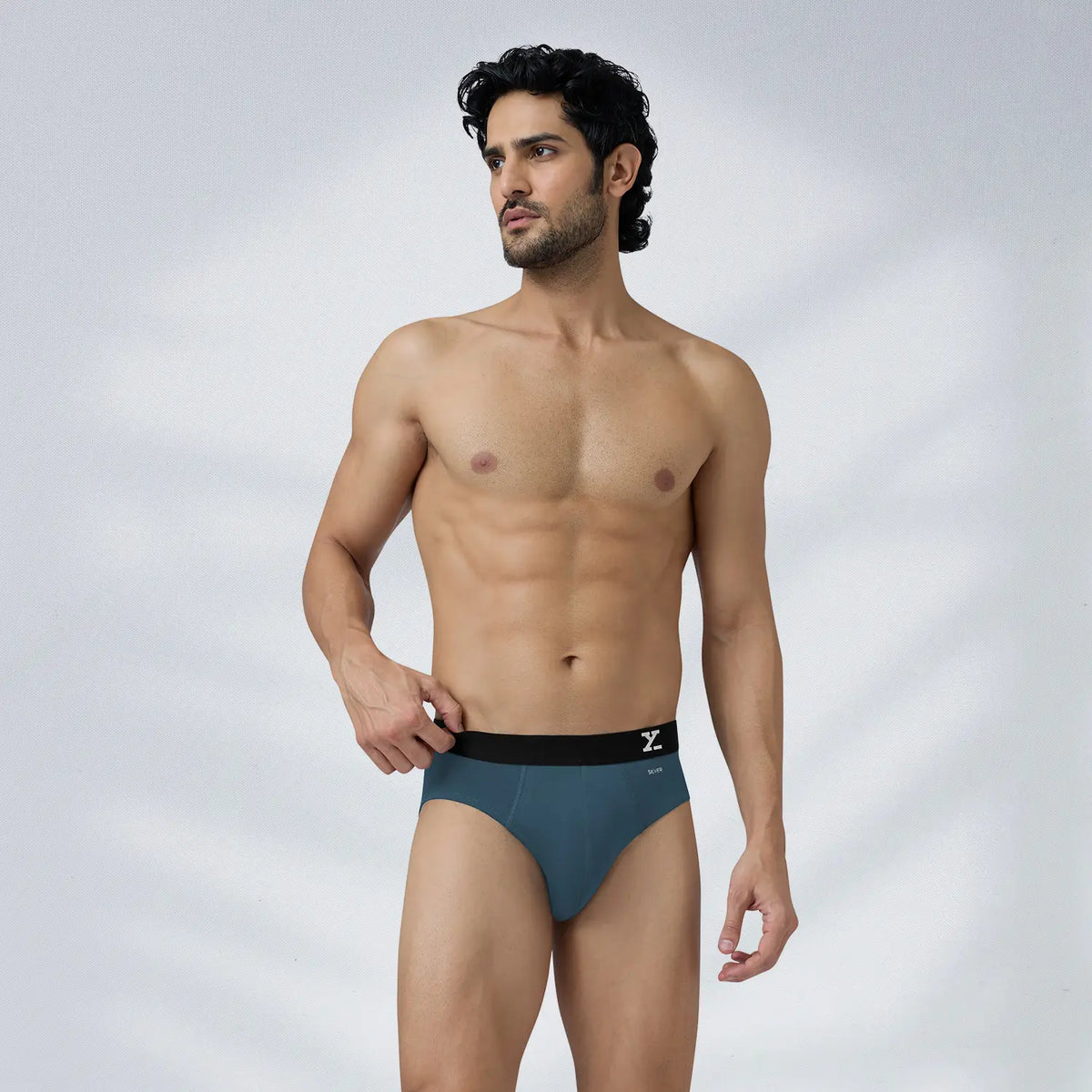 Aero Silver Cotton Briefs Steel Blue