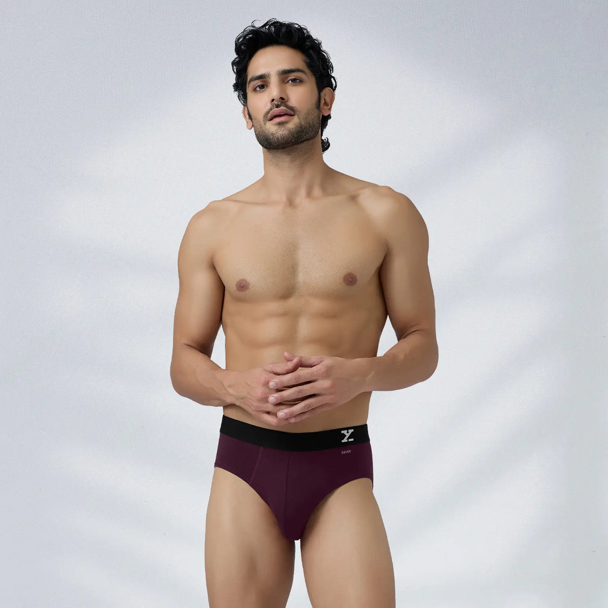 Aero Silver Cotton Briefs Plum Red