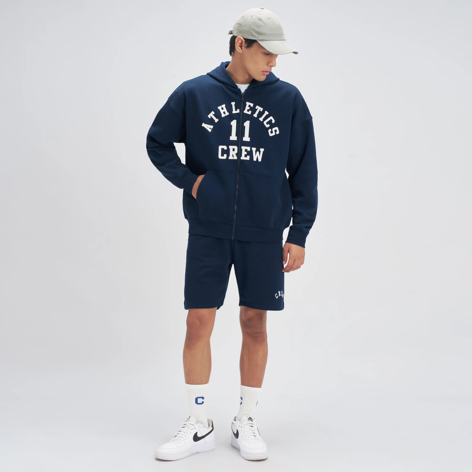 Crew Oversized Zipper Hoodie  -  Blue Nights