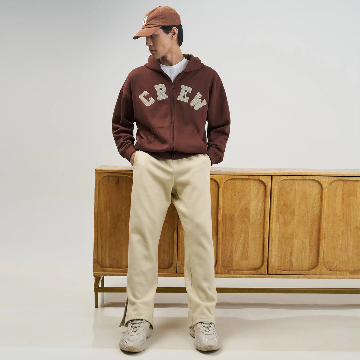 Crew Oversized Zipper Hoodie  -  Espresso Brown