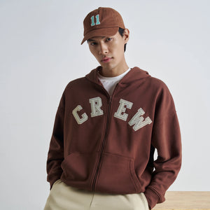 Crew Oversized Zipper Hoodie  -  Espresso Brown