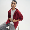 Crew Oversized Zipper Hoodie  -  Varsity Red