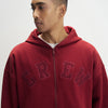 Crew Oversized Zipper Hoodie  -  Varsity Red