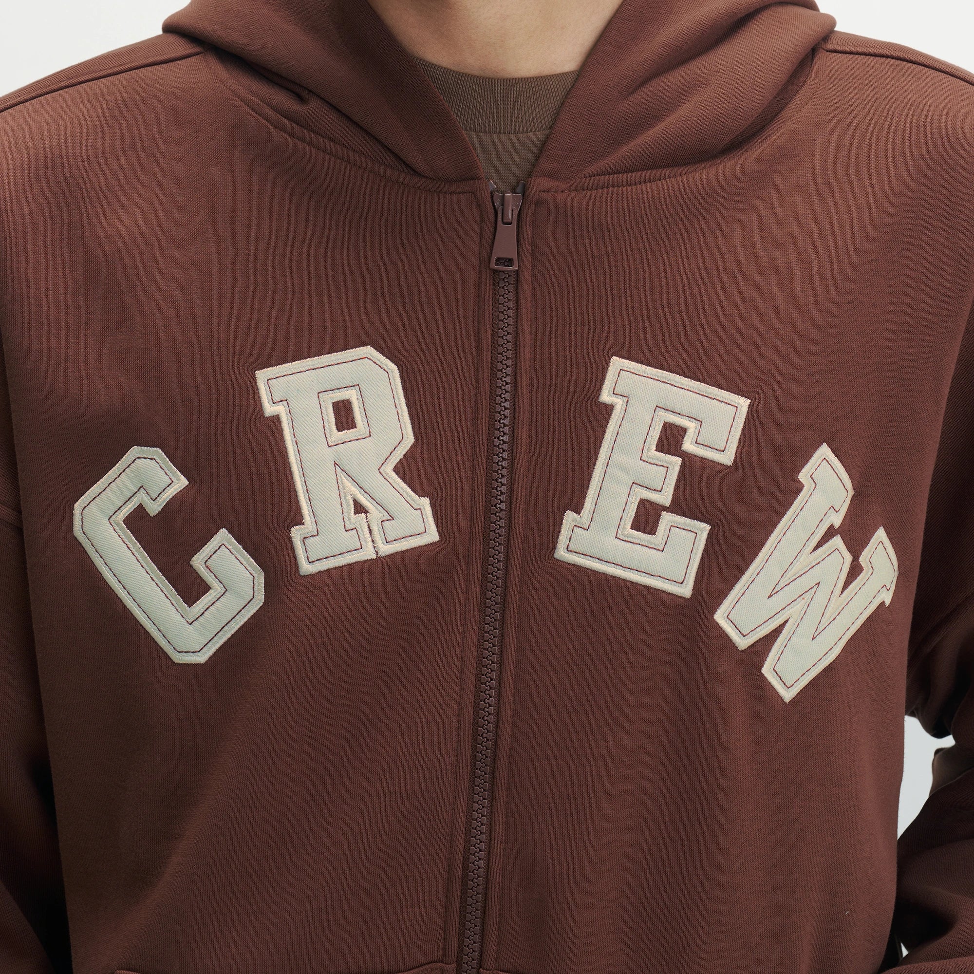 Crew Oversized Zipper Hoodie  -  Espresso Brown