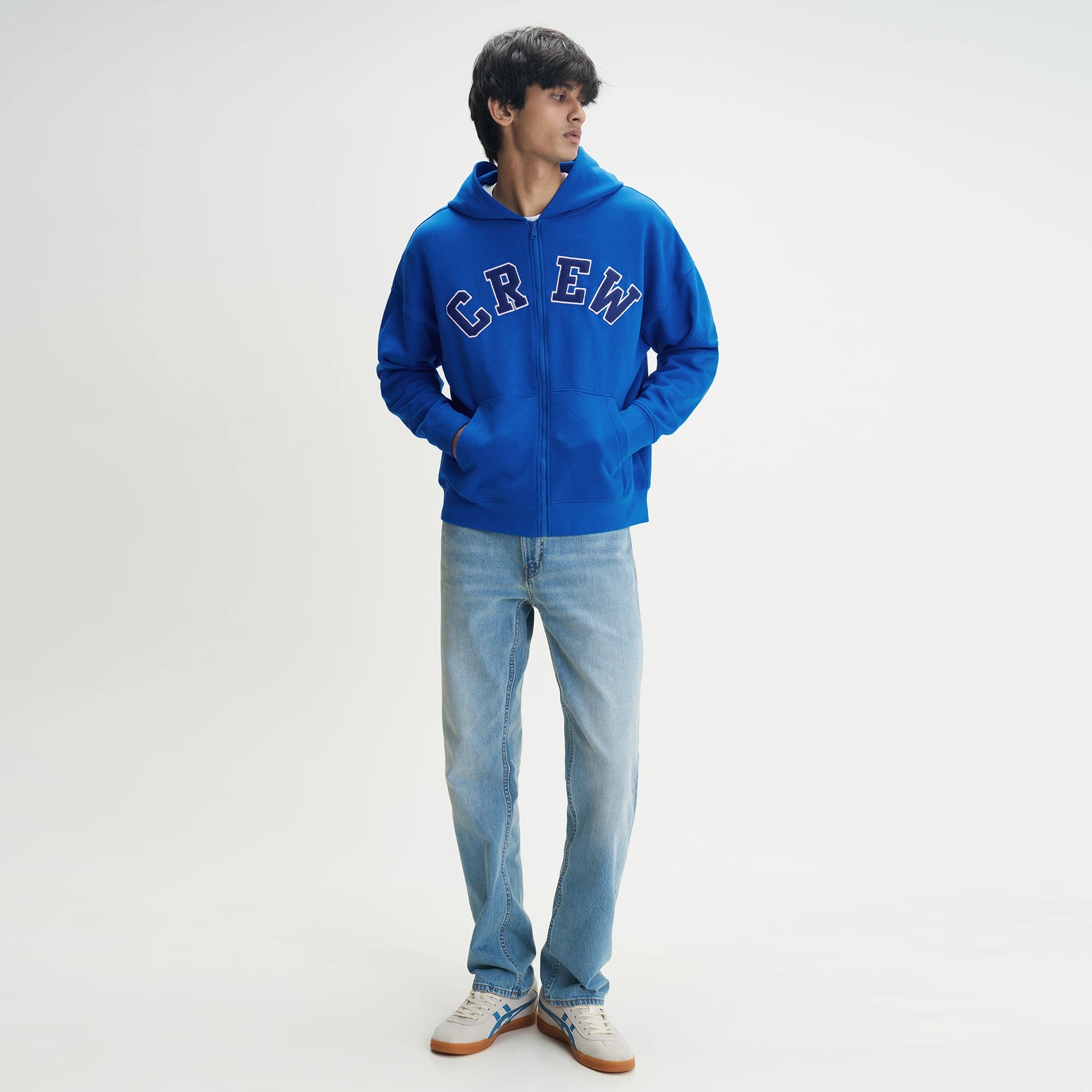 Crew Oversized Zipper Hoodie  - Campus Blue