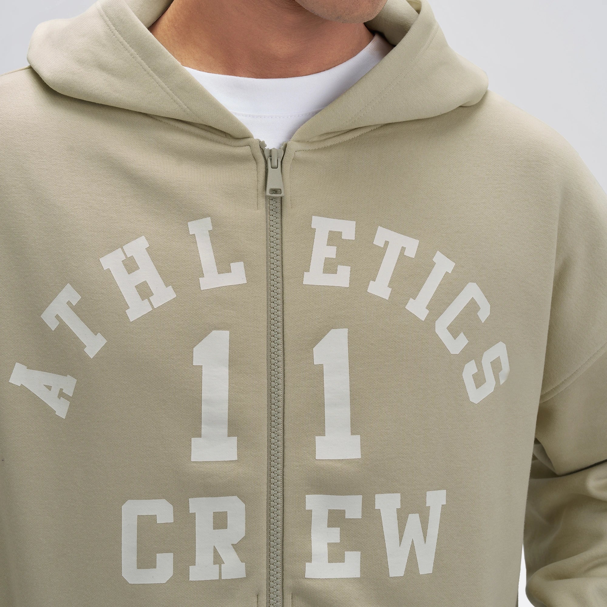 Crew Oversized Zipper Hoodie  -  Minted Grey
