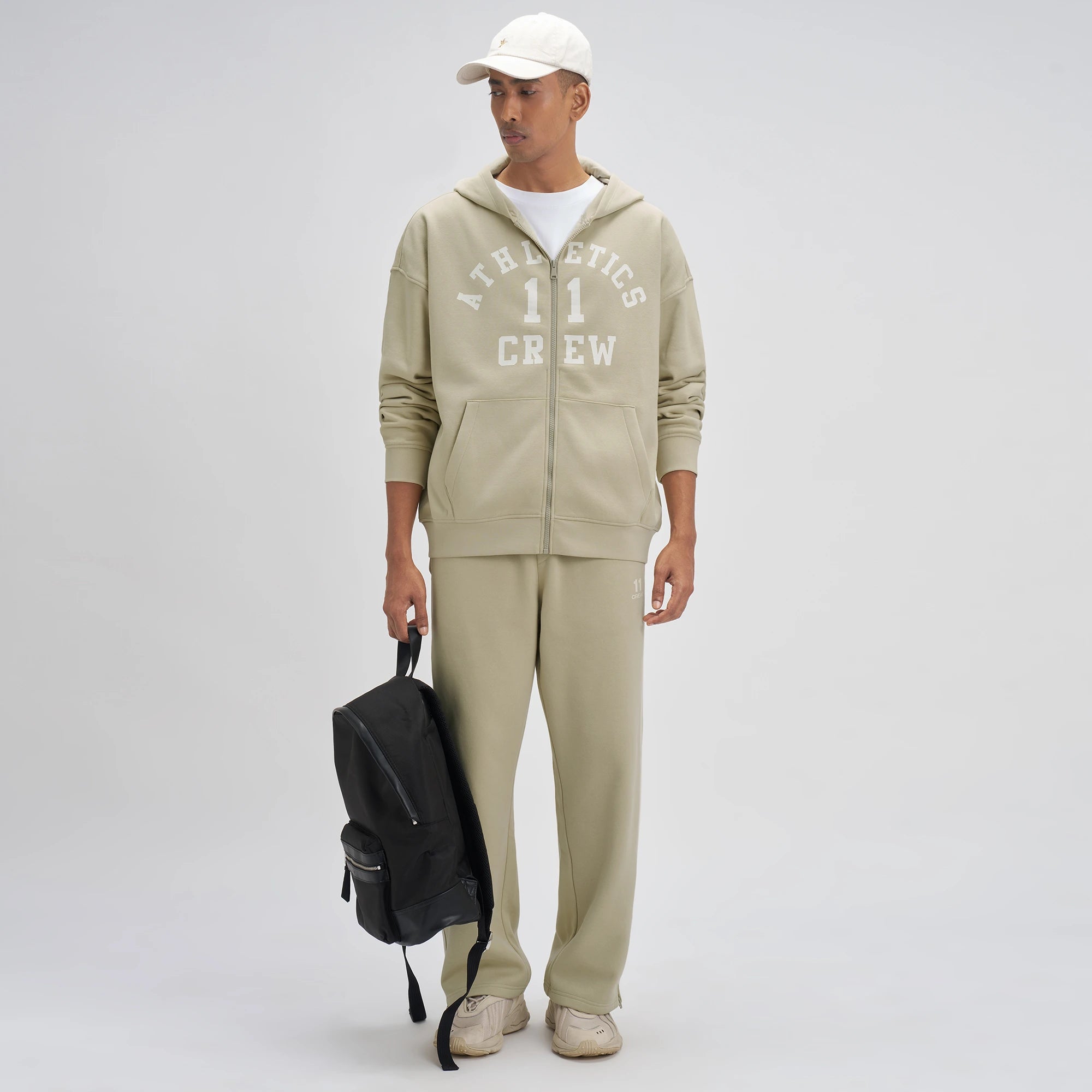 Crew Oversized Zipper Hoodie  -  Minted Grey