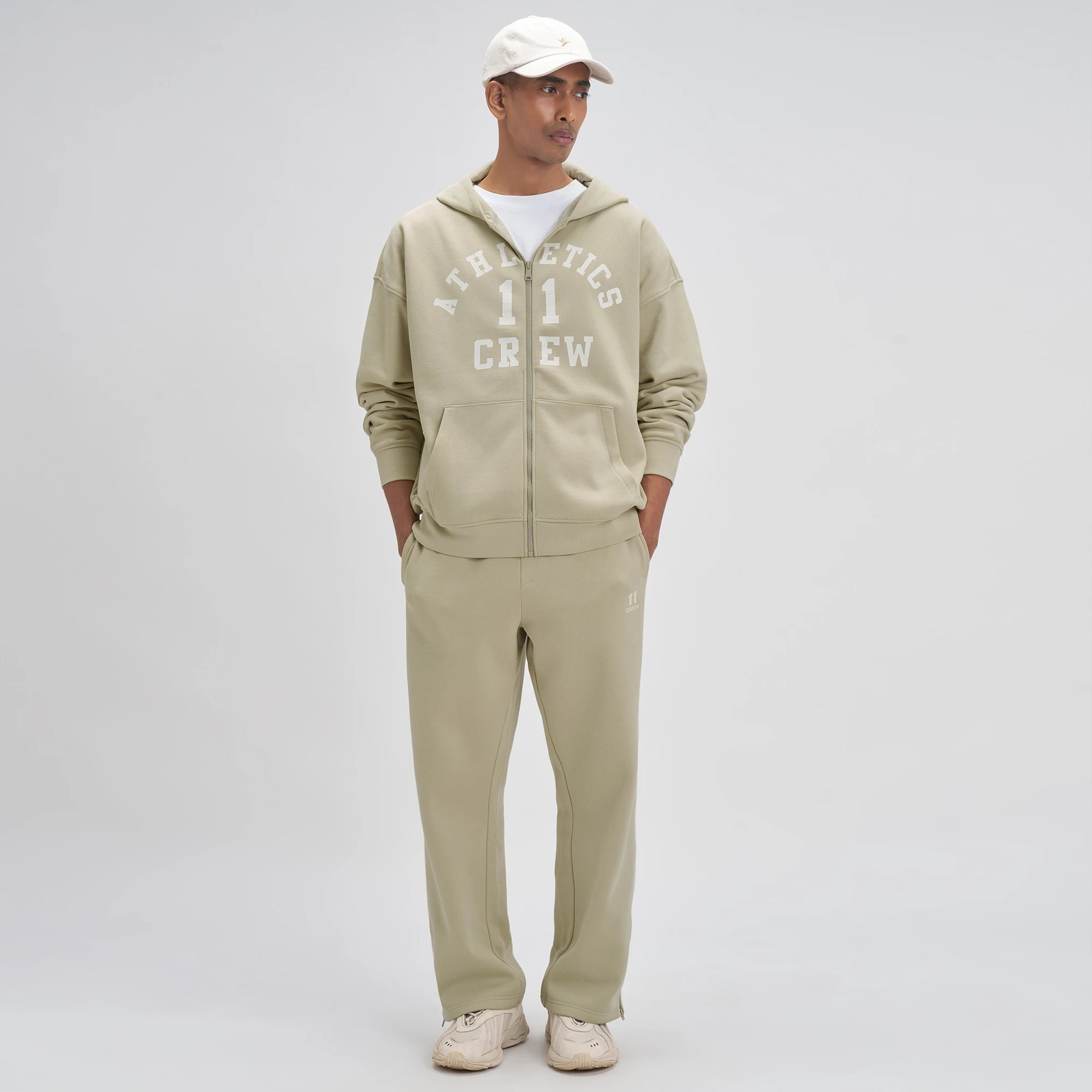 Crew Oversized Zipper Hoodie  -  Minted Grey