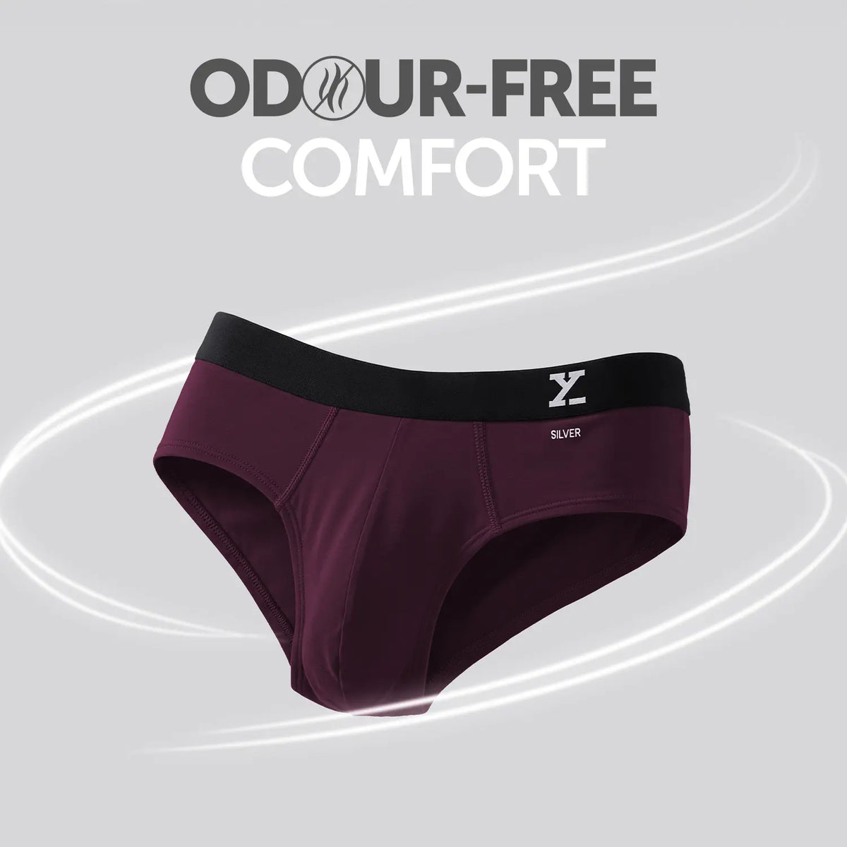 Aero Silver Cotton Briefs Plum Red