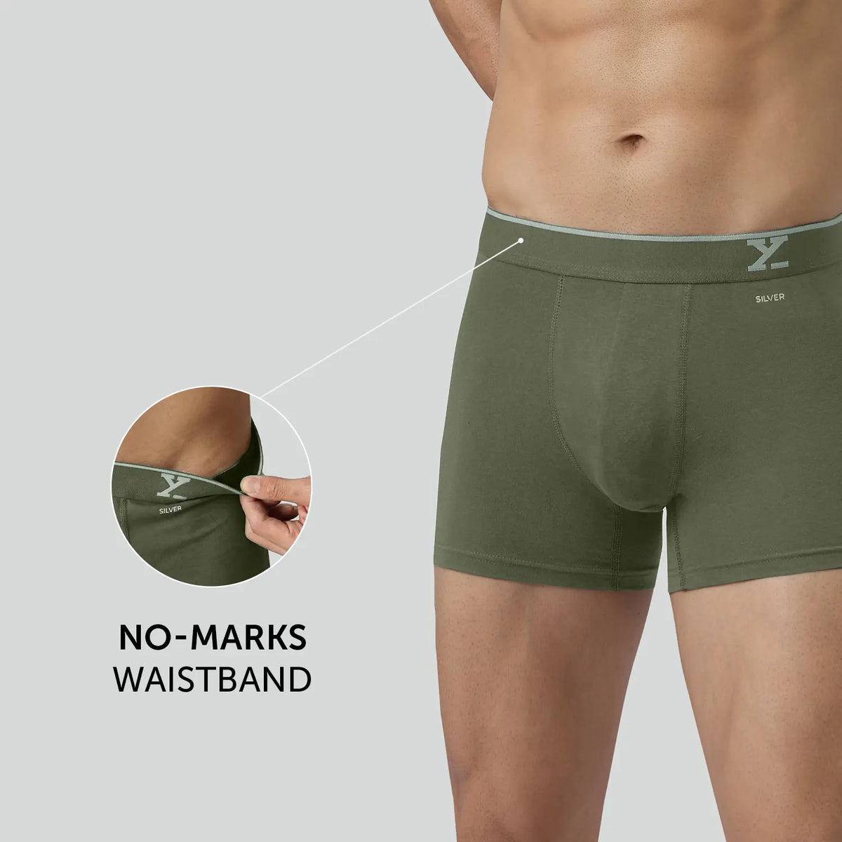 Traq Silver Cotton Trunks Olive Green