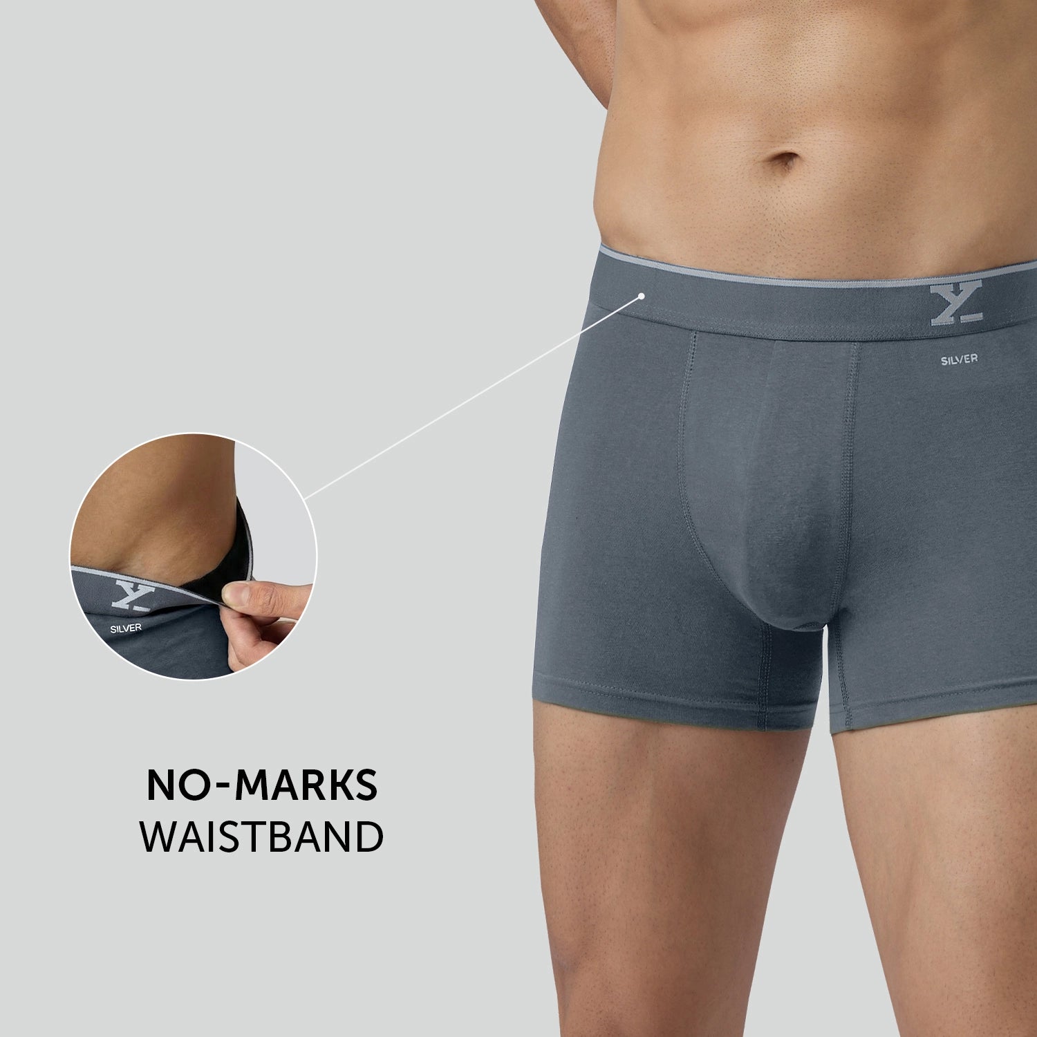 Traq Silver Cotton Trunks Stone Grey