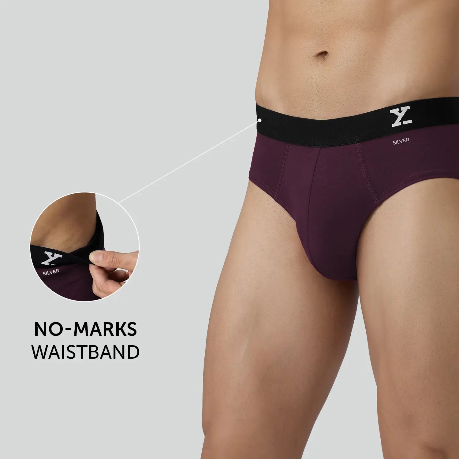 Aero Silver Cotton Briefs Plum Red