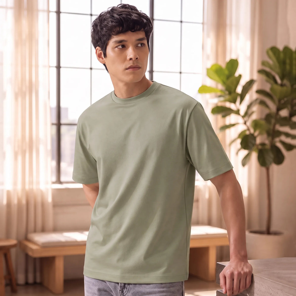 Cotton-Rich Oversized T-shirt - Cascade Grey