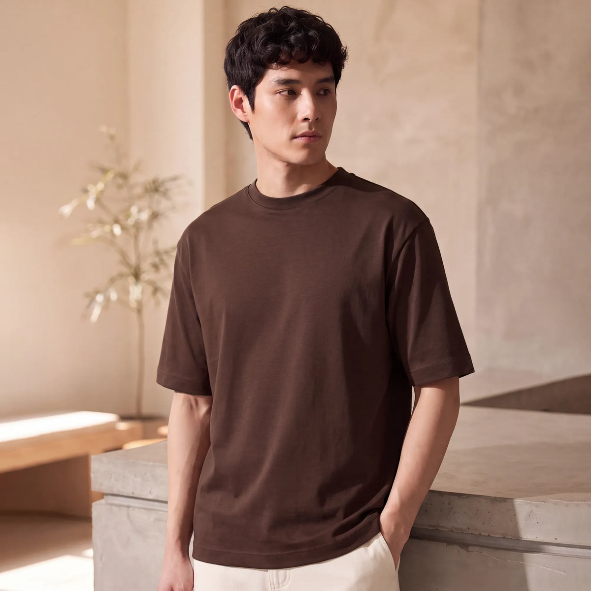 Cotton-Rich Oversized T-shirt - Espresso Brown