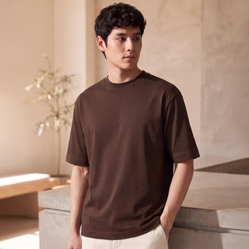 Cotton-Rich Oversized T-shirt - Espresso Brown