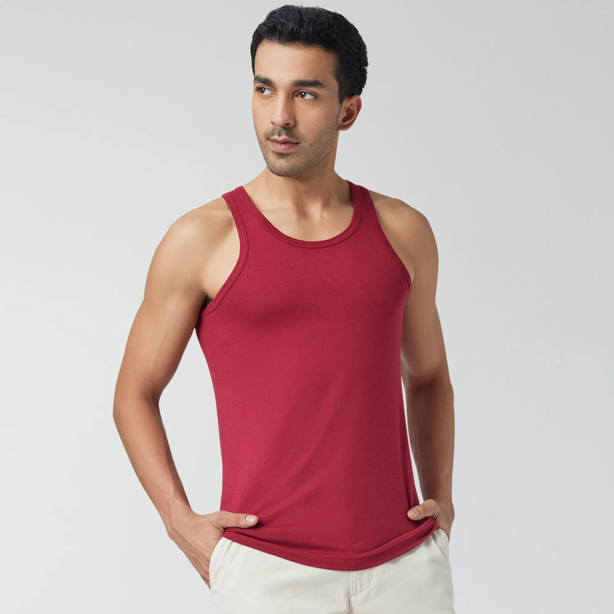 Ace Modal-Cotton Vest Bold Burgundy