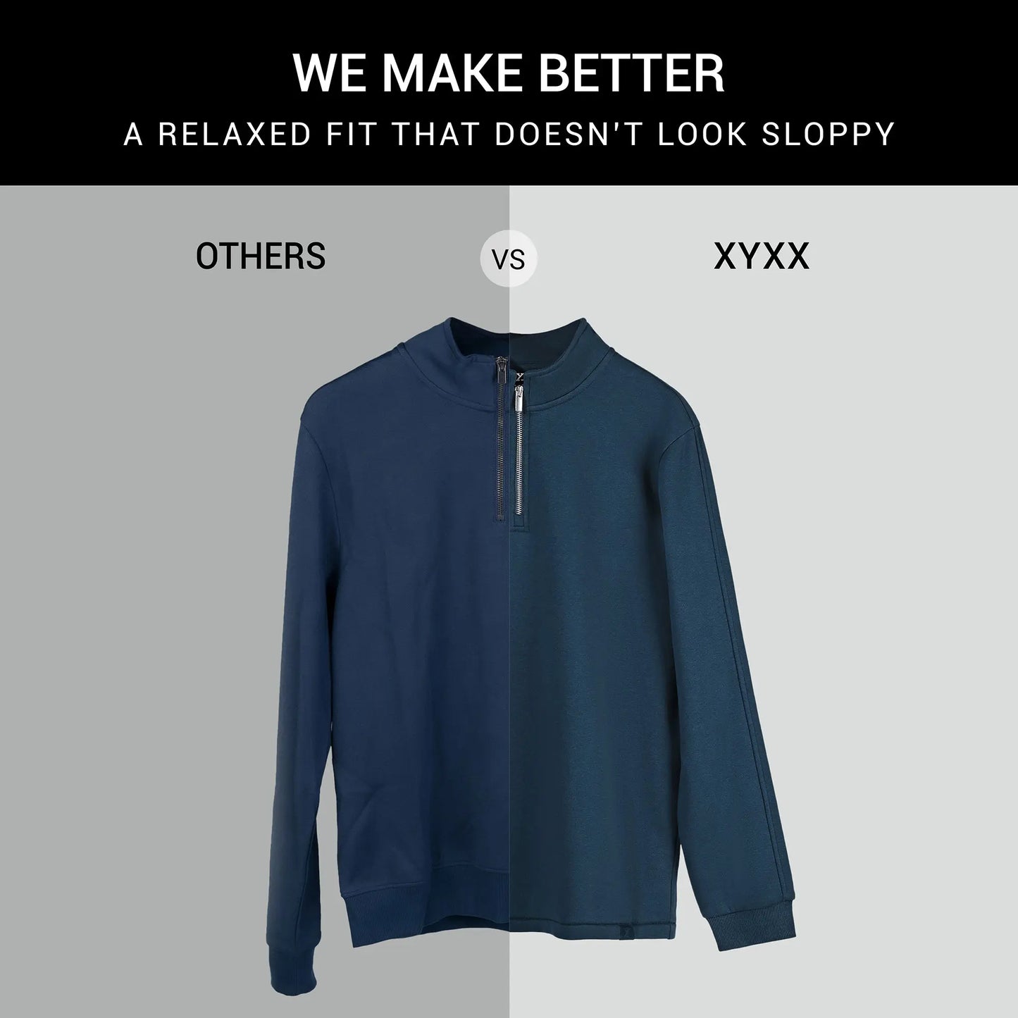 Pulse French Terry Cotton Blend Half Zip Pullover Opal Blue - XYXX Crew