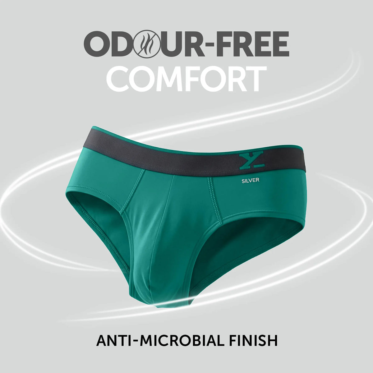 Traq Silver Cotton Briefs Aqua Green