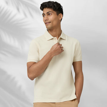 Nova Combed Cotton Polo T-shirts Almond White