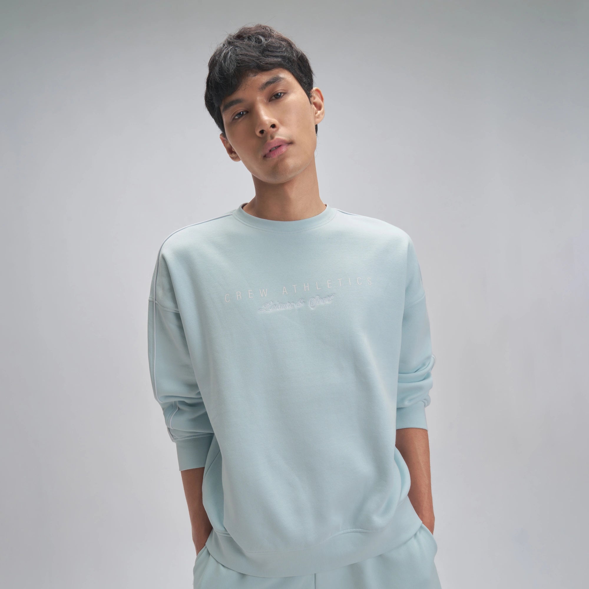 Crew Oversized Round Neck Sweatshirt - Quad Blue