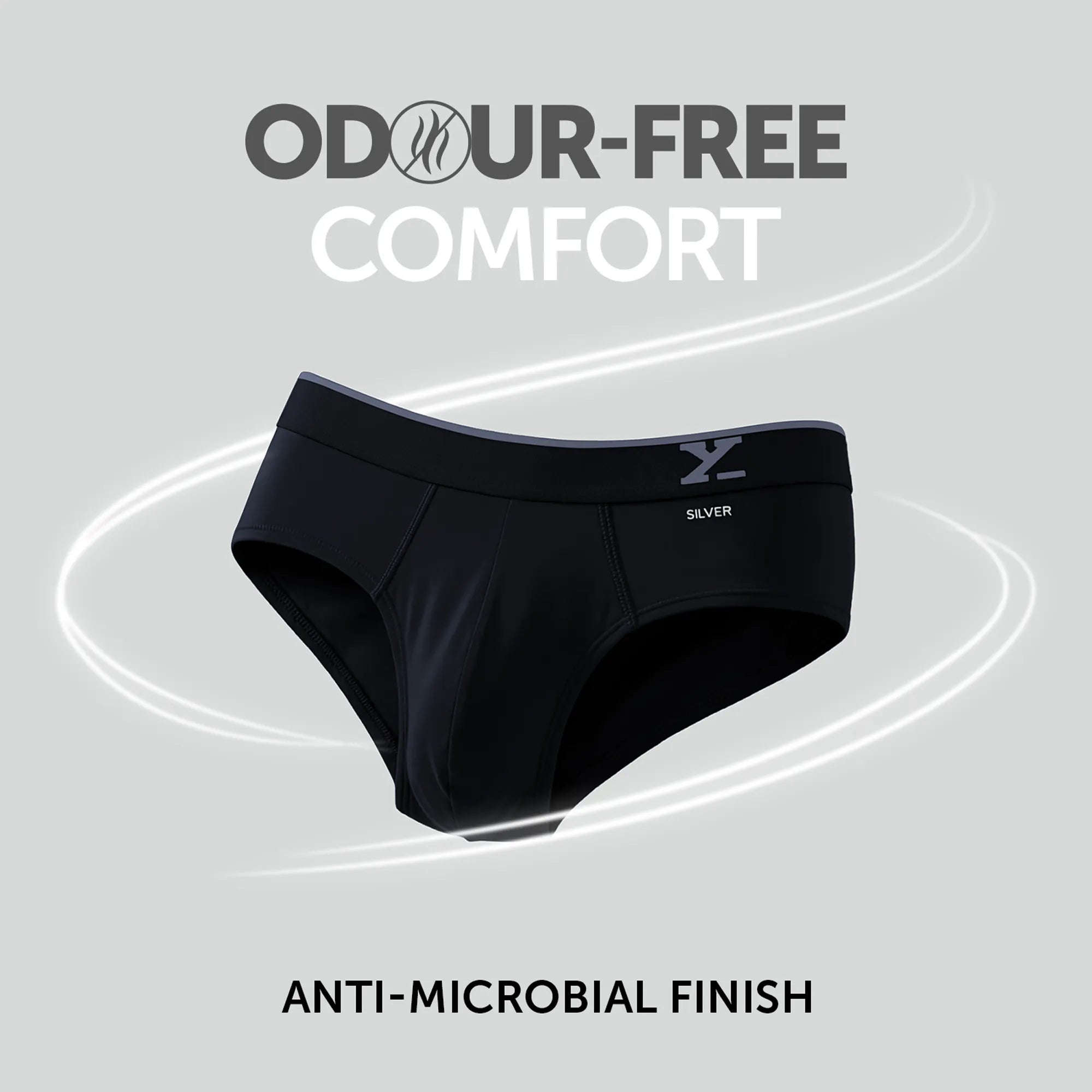 Traq Silver Cotton Briefs Black Knight