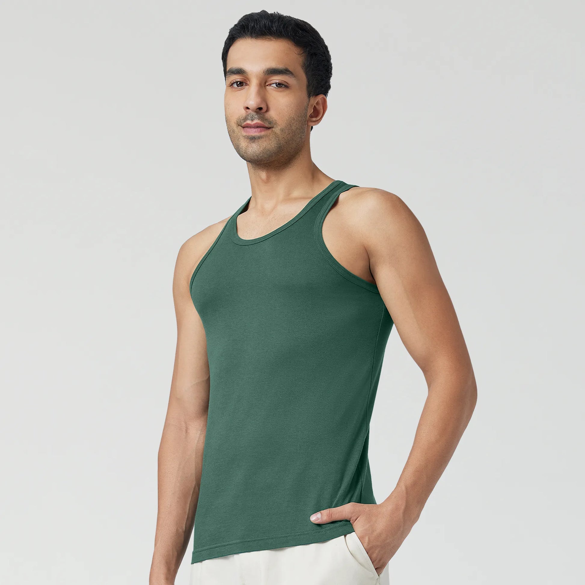Ace Modal-Cotton Vest Forest Green