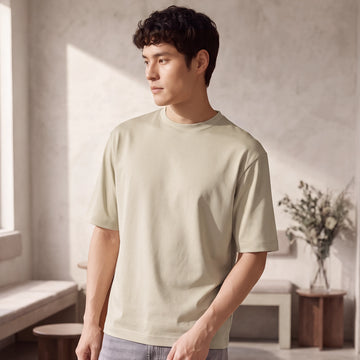 Cotton-Rich Oversized T-shirt - Dusty Beige