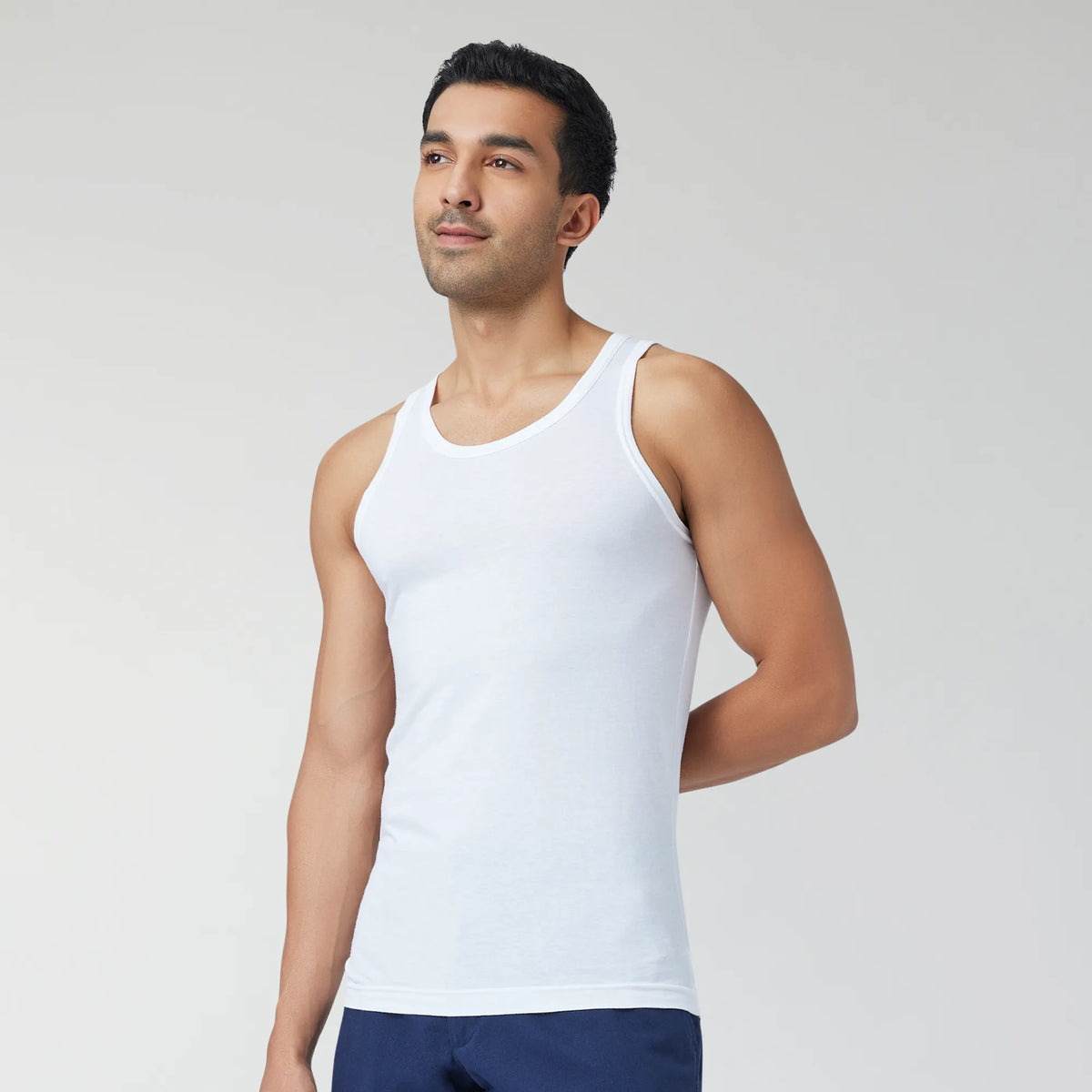 Ace Modal-Cotton Round Neck Vests Polar White Regular Fit
