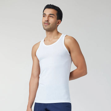 Ace Modal-Cotton Round Neck Vests Polar White Regular Fit