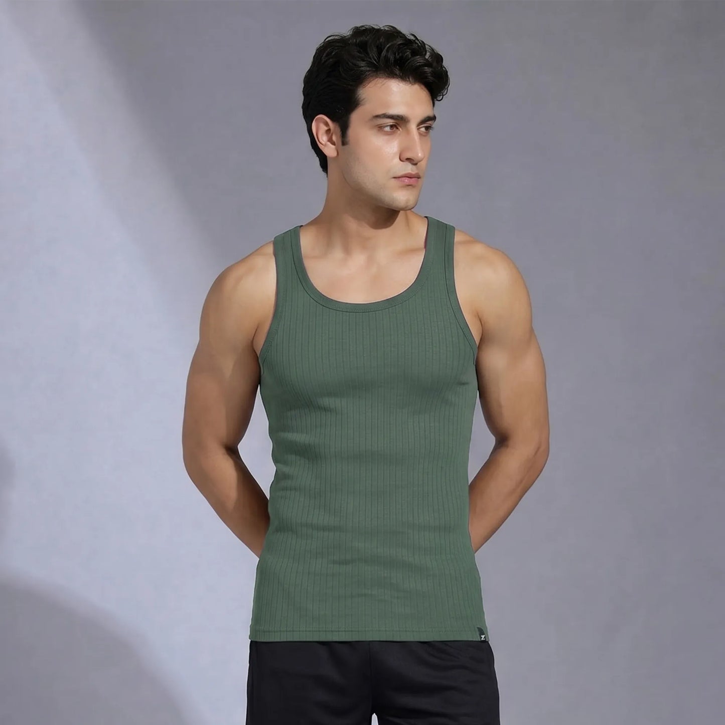 Nova Round Neck Racer Back Vest Olive Green