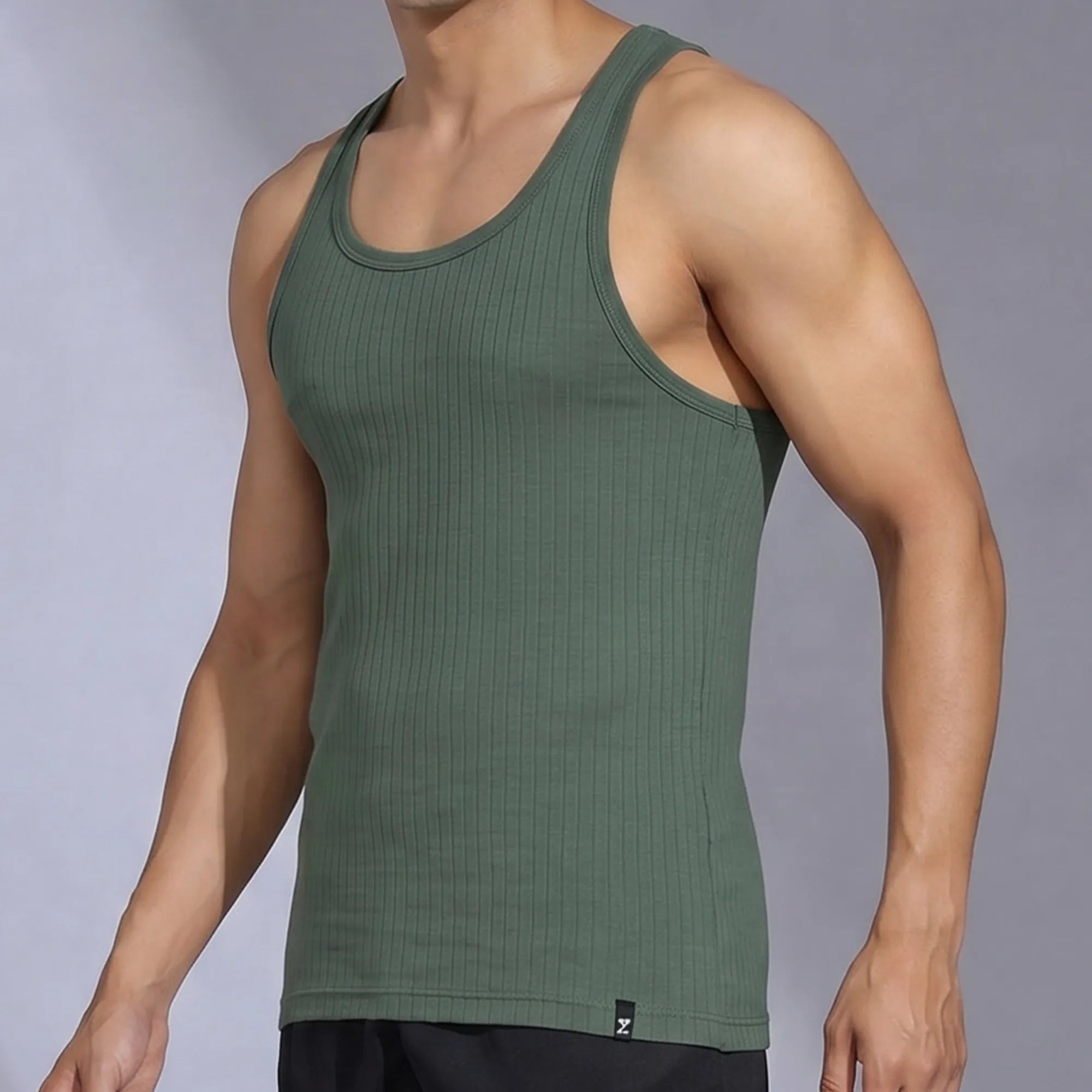 Nova Round Neck Racer Back Vest Olive Green