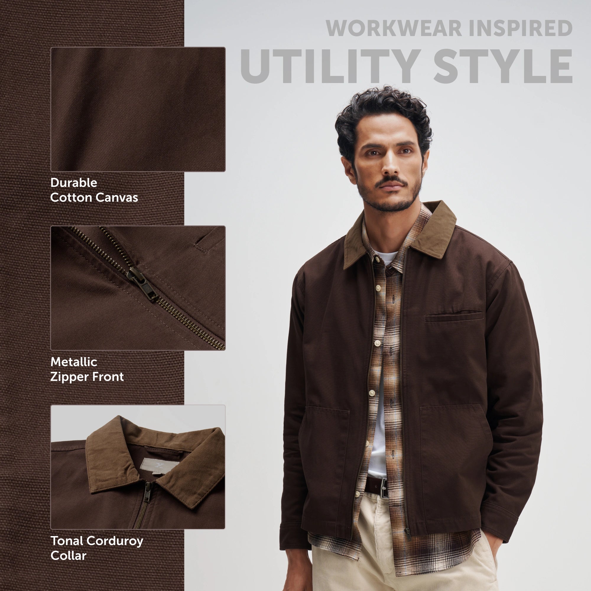 Cotton Canvas Jacket - Espresso Brown